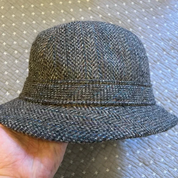 Pendleton Gray Tweed Hat wool vintage fedora bucket hat size medium - Picture 4 of 16